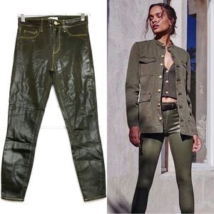 NWT L'AGENCE Faux Leather Contrast Thread High Waist Coated Skinny Ankle Jean 25